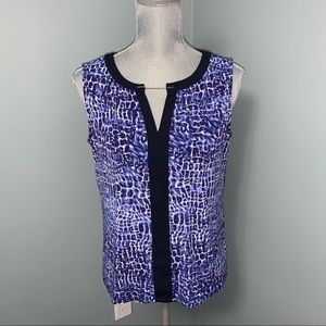 TAHARI keyhole print blouse womens size medium wedding guest